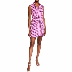 10 Crosby Derek Lam Pink Gingham Sleeveless Shirt Dress